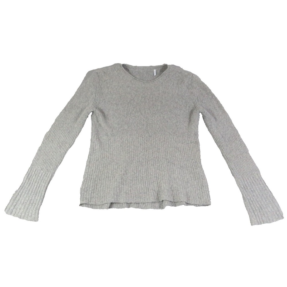 Unbranded 100% Cashmere Gray Ribbed Crew Neck Sweater Women Soft Luxe Cozy Top S